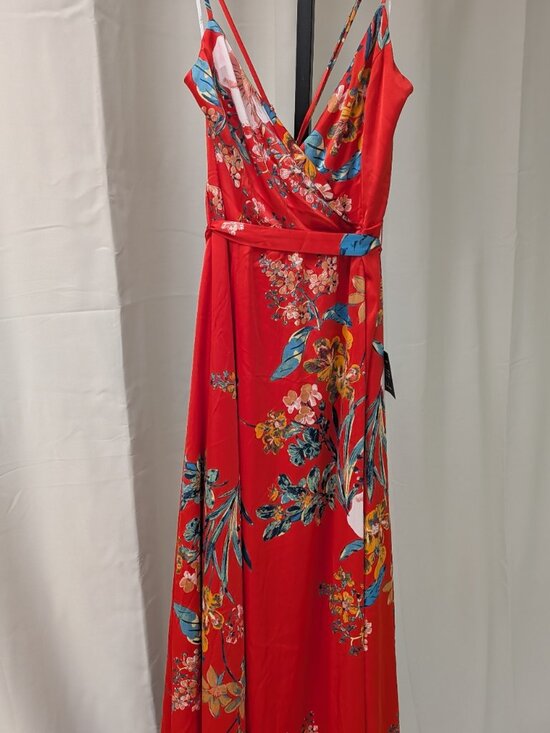 Lulus Dresses & Skirts - NWT Lulus Still the One Red Floral Print Satin Maxi Dress - Size XL (14)